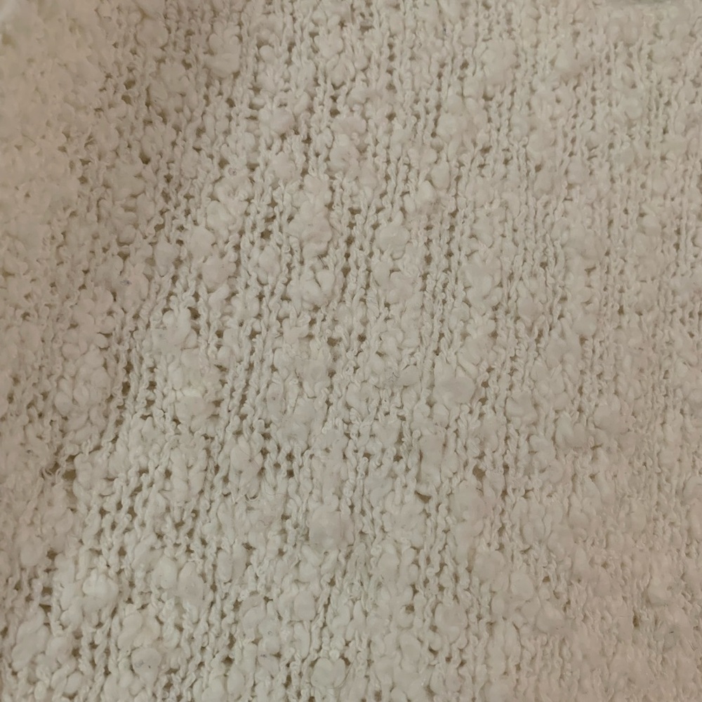 Vintage 1980s Women's Cream Chunky Knit Short Sleeved V-Neck Sweater Cottagecore - Picture 4 of 4